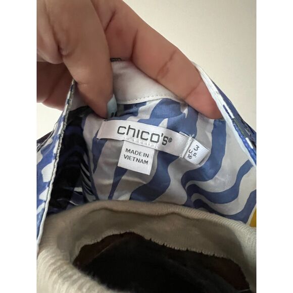 NWT Chicos Mixed folliage print cotton blouse size XLarge - Picture 3 of 9